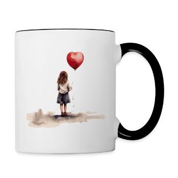 Fille avec ballon cardiaque - Mug contrasté - blanc/noir - Droite