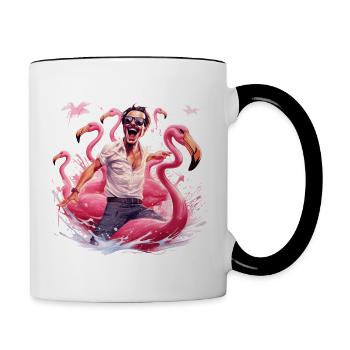 Crazy Flamingo Man - Contrasting Mug - white/black - Right