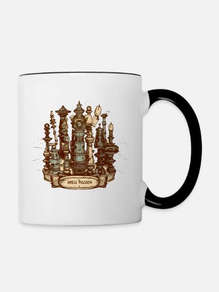 Leidenschaft für Schach - Tasse zweifarbig - Weiß/Schwarz