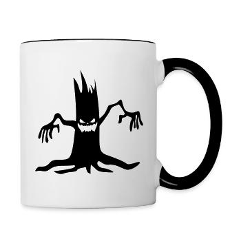 creepy tree trunk for Halloween - Contrasting Mug - white/black - Right