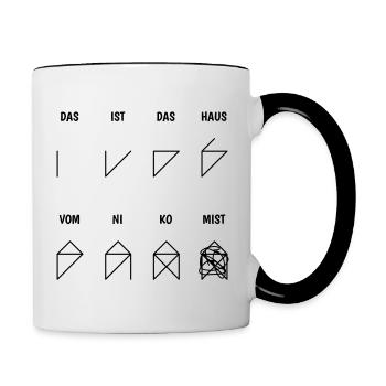 Witziger Spruch: Das ist das Haus vom Nikolaus - Tasse zweifarbig - Weiß/Schwarz - Rechts