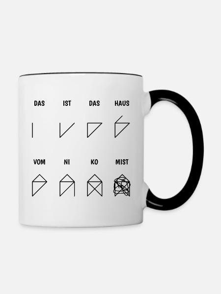 Witziger Spruch: Das ist das Haus vom Nikolaus - Tasse zweifarbig - Weiß/Schwarz