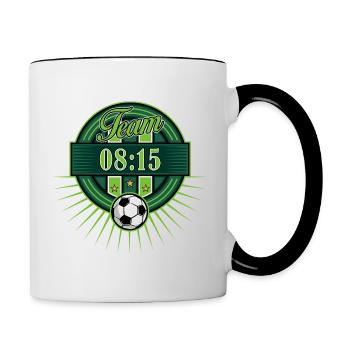 Fussball Logo - Tasse zweifarbig - Weiß/Schwarz - Rechts