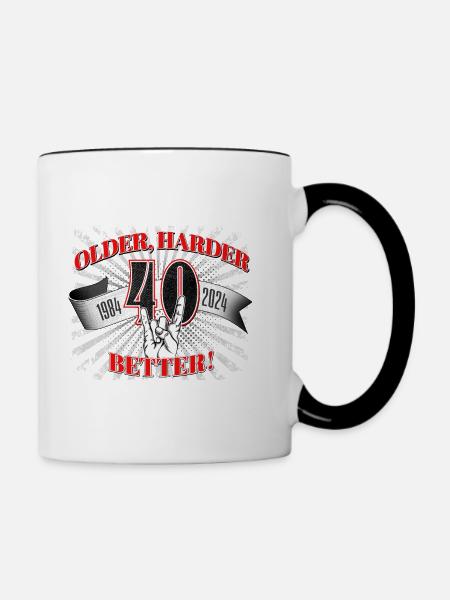 40.Geburtstag eines Metalfan oder Motorradfahrer - Tasse zweifarbig - Weiß/Schwarz
