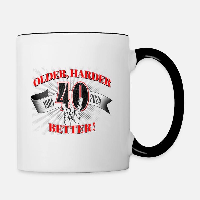 40.Geburtstag eines Metalfan oder Motorradfahrer - Tasse zweifarbig - Weiß/Schwarz