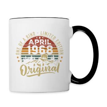 Avril 1968 Cadeau D'anniversaire Vintage 1968 - Mug contrasté - blanc/noir - Droite