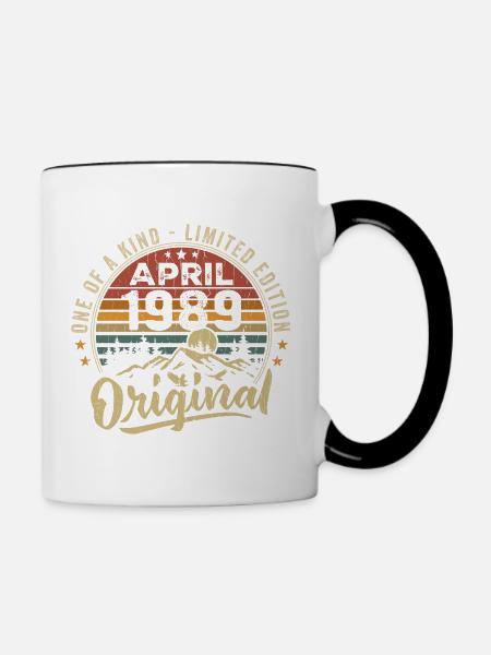 Avril 1989 Cadeau D'anniversaire Vintage 1989 - Mug contrasté - blanc/noir