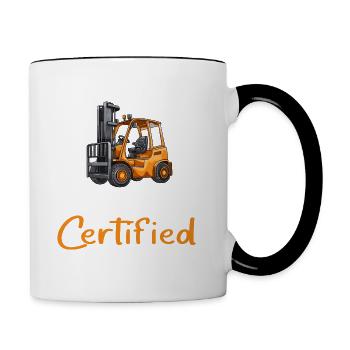 Gabelstapler-zertifiziert - Tasse zweifarbig - Weiß/Schwarz - Rechts