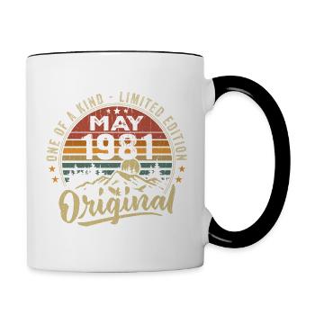 Mai 1981 Vintage Cadeau D’anniversaire Mai 1981 - Mug contrasté - blanc/noir - Droite