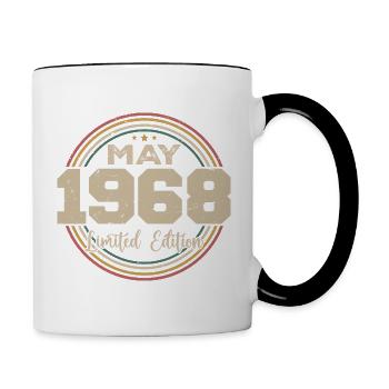 Mai 1968 Vintage Nées En Mai 1968 Anniversaire - Mug contrasté - blanc/noir - Droite