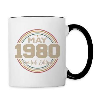 Mai 1980 Vintage Nées En Mai 1980 Anniversaire - Mug contrasté - blanc/noir - Droite