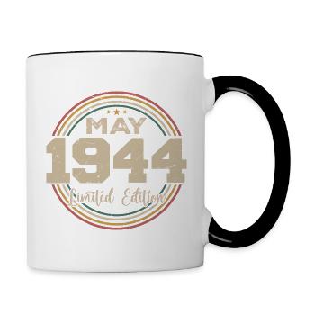 Mai 1944 Vintage Nées En Mai 1944 Anniversaire - Mug contrasté - blanc/noir - Droite
