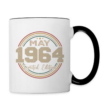 Mai 1964 Vintage Nées En Mai 1964 Anniversaire - Mug contrasté - blanc/noir - Droite