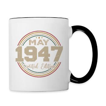 Mai 1947 Vintage Nées En Mai 1947 Anniversaire - Mug contrasté - blanc/noir - Droite