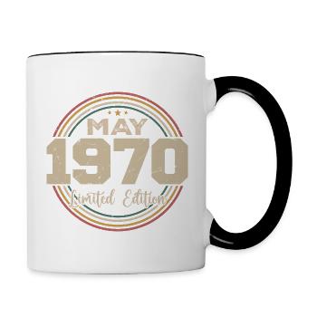Mai 1970 Vintage Nées En Mai 1970 Anniversaire - Mug contrasté - blanc/noir - Droite