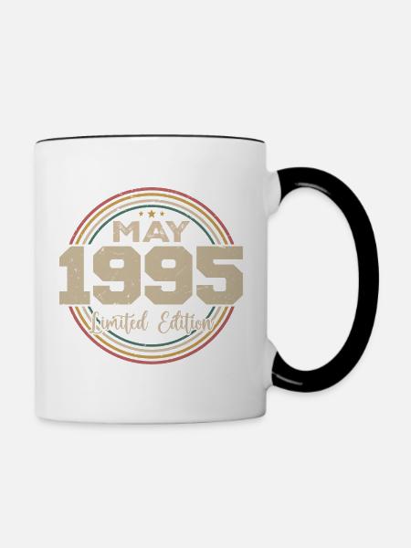 Mai 1995 Jahrgang Jahrgang Mai 1995 Geburtstag - Tasse zweifarbig - Weiß/Schwarz
