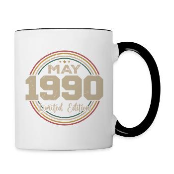 Mai 1990 Vintage Nées En Mai 1990 Anniversaire - Mug contrasté - blanc/noir - Droite