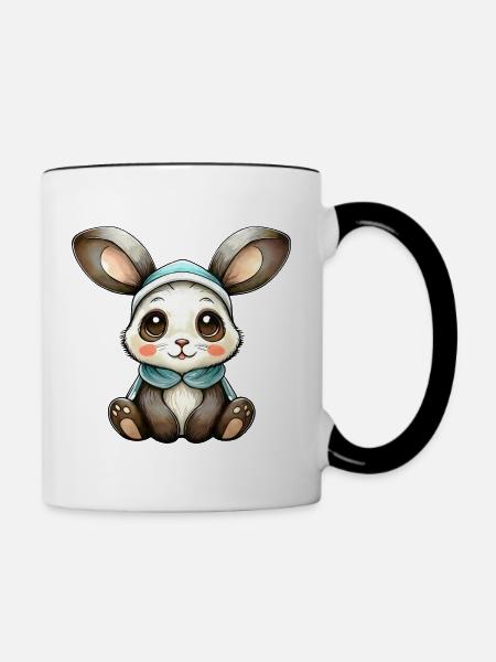 Kleines Kaninchen - Tasse zweifarbig - Weiß/Schwarz
