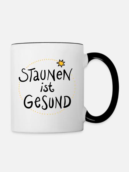 Staunen ist gesund - Tasse zweifarbig - Weiß/Schwarz