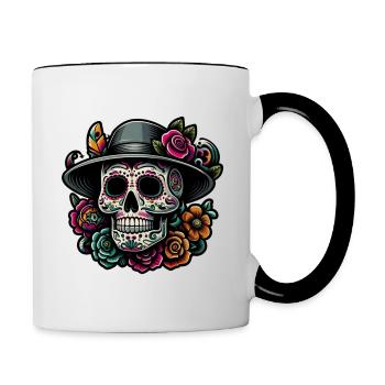 Los muertos Halloween day of the dead COLOR - Contrasting Mug - white/black - Right