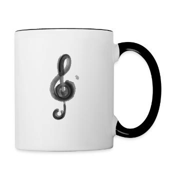 Notenschlüssel Musik Geschenk - Tasse zweifarbig - Weiß/Schwarz - Rechts