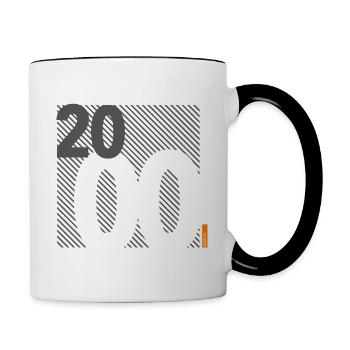 Hergestellt im Jahr 2000 Retro Modernistisches Design Geburtstagsgeschenk - Tasse zweifarbig - Weiß/Schwarz - Rechts