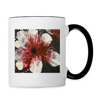 La fleur rouge et blanche donne à votre maison quelque chose d’unique - Mug contrasté - blanc/noir - Droite
