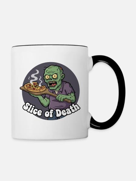 Zombie Pizza Scheibe - Tasse zweifarbig - Weiß/Schwarz