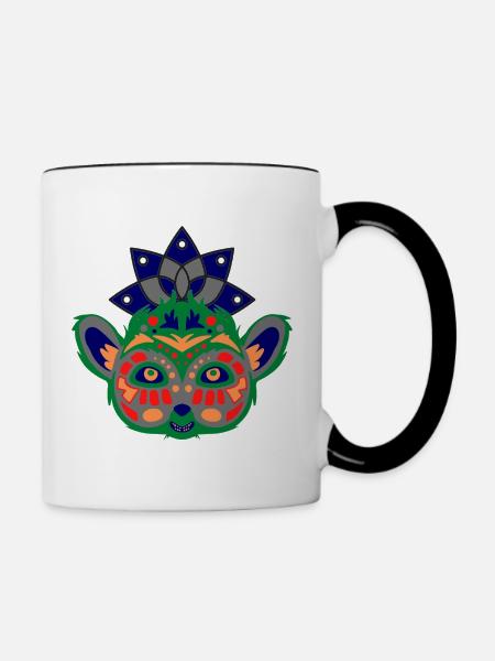 Bunter Lemur - Tasse zweifarbig - Weiß/Schwarz