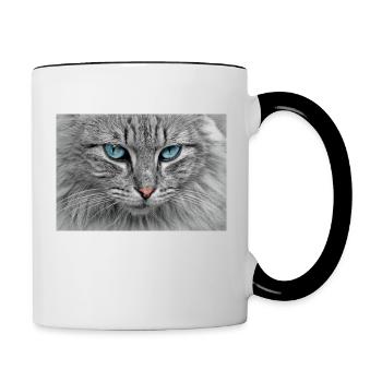 Katze - Tasse zweifarbig - Weiß/Schwarz - Rechts