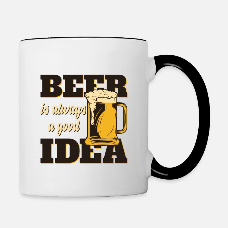 Bier ist immer eine gute Idee | BEER IDEA - Tasse zweifarbig - Weiß/Schwarz