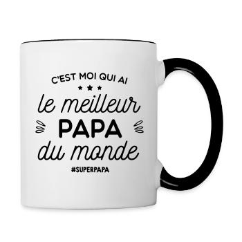 c'est moi qui ai le meilleur papa du monde - Mug contrasté - blanc/noir - Droite