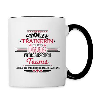 Ungeheuer fantastisches Team Trainerin Tasse - Tasse zweifarbig - Weiß/Schwarz - Rechts