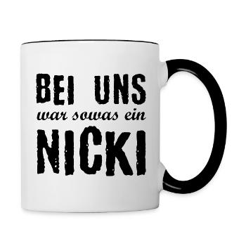 DDR Nicki Ostalgie Osten Geschenkidee - Tasse zweifarbig - Weiß/Schwarz - Rechts