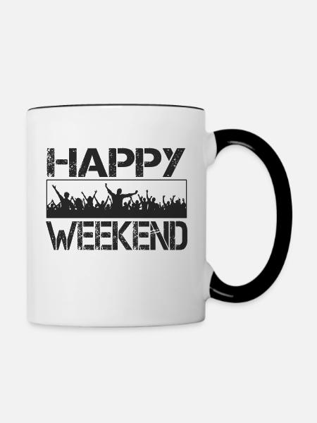 Happy Weekend - Tasse zweifarbig - Weiß/Schwarz