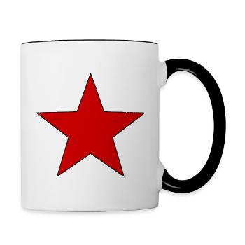 Roter Stern - Tasse zweifarbig - Weiß/Schwarz - Rechts