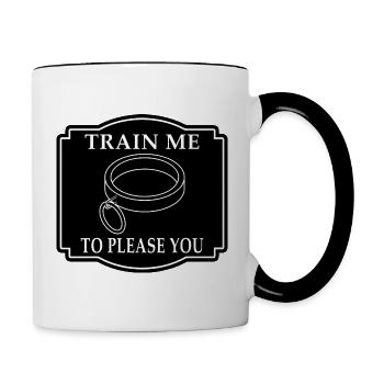 BDSM Halsband Bondage Sub Geschenk TRAIN ME - Tasse zweifarbig - Weiß/Schwarz - Rechts