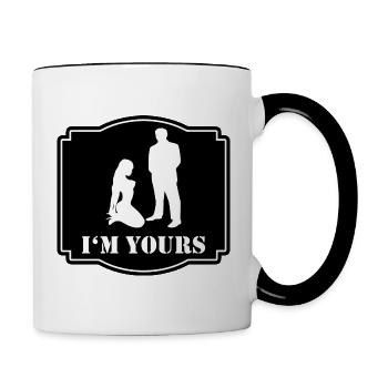 BDSM Sous à genoux Sadomaso Fétichiste I’M YOURS - Mug contrasté - blanc/noir - Droite