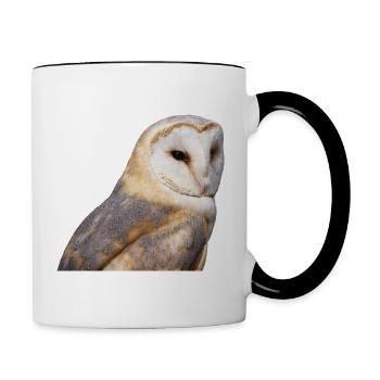 Schleiereule Portrait - Tasse zweifarbig - Weiß/Schwarz - Rechts