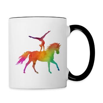 Voltigieren Aquarell Look - Tasse zweifarbig - Weiß/Schwarz - Rechts