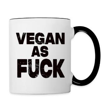 Vegan As Fuck - Tasse zweifarbig - Weiß/Schwarz - Rechts