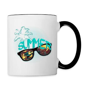 Sonnenbrille Palme mint - Tasse zweifarbig - Weiß/Schwarz - Rechts