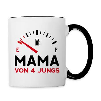 MAMA 4 SÖHNE MUTTERTAG MUTTER VIER JUNGEN - Tasse zweifarbig - Weiß/Schwarz - Rechts