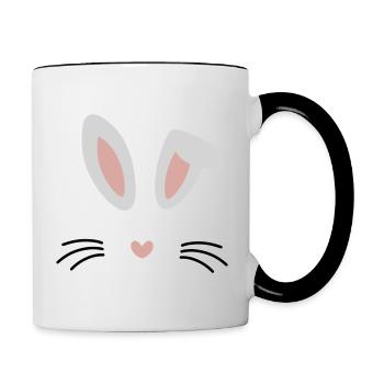Hasen Gesicht - Tasse zweifarbig - Weiß/Schwarz - Rechts