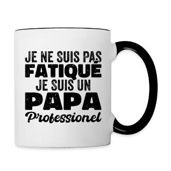 Je suis papa | humour papa drôle | fête des pères - Mug contrasté - blanc/noir - Droite