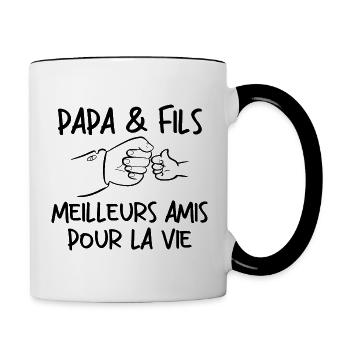 Papa Et Fils Meilleurs Amis Pour La Vie - Mug contrasté - blanc/noir - Droite