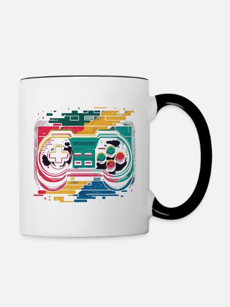Retro Konsole - Tasse zweifarbig - Weiß/Schwarz
