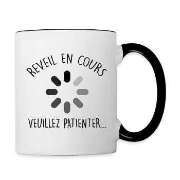 Réveil en cours | Cadeau Dormeur Humour - Mug contrasté - blanc/noir - Droite