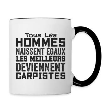 Carpiste Homme Pêcheur Pêche Poisson Cadeau Humour - Mug contrasté - blanc/noir - Droite