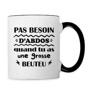 pas besoin d'abdos,idée cadeau pas cher, humour - Mug contrasté - blanc/noir - Droite